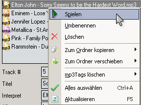 Das Spielen des Liedes