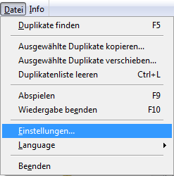 Datei - Einstellungen